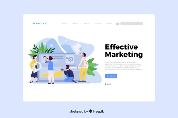 Effective marketing concept for landing page