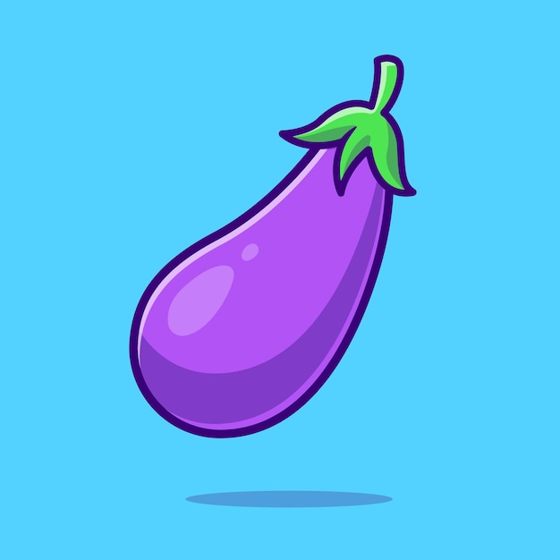 Eggplant Vegetable Cartoon Vector Icon Illustration Food Nature Icon Concept Isolated Premium Flat