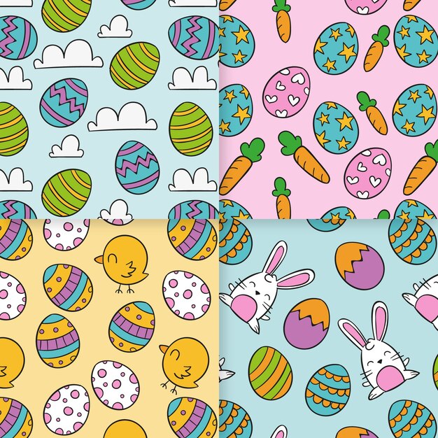 Eggs and rabbits happy easter seamless pattern collection