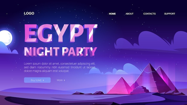 Egypt night party landing page