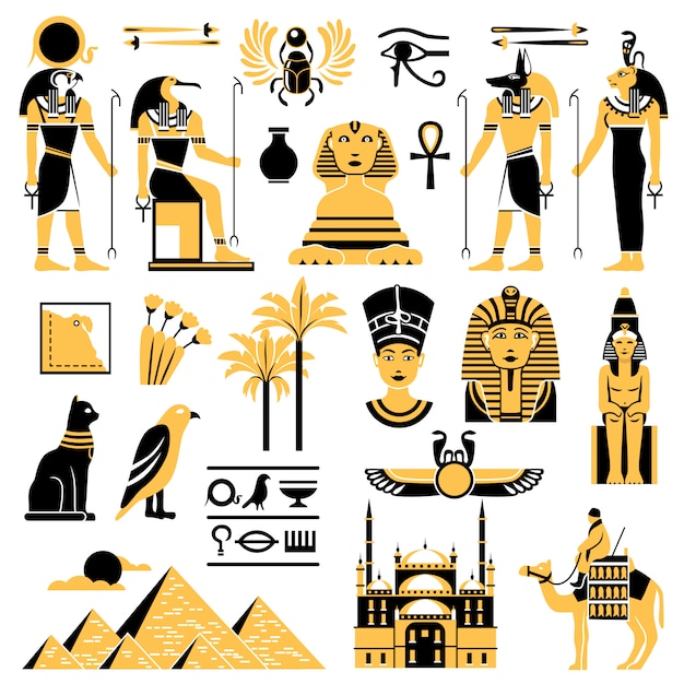 Egypt Symbols Decorative Icons Set