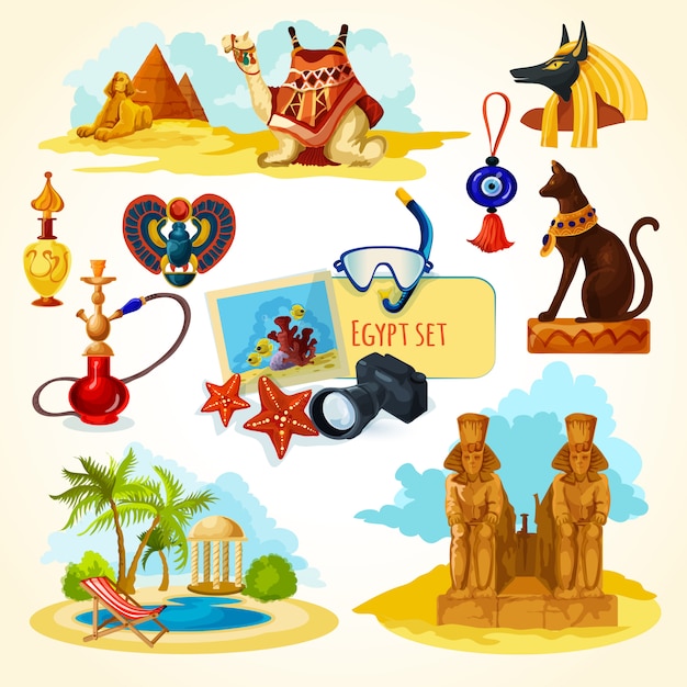 Free vector egypt touristic set