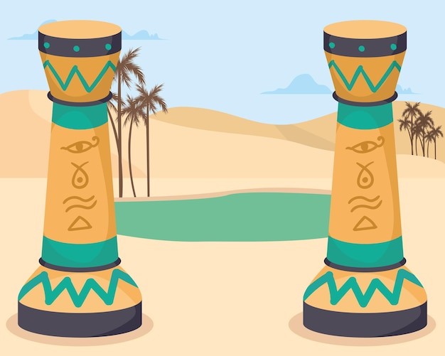 Egyptian columns in desert