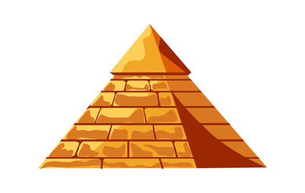 Egyptian pyramid from golden sand blocks, tomb of the pharaoh, cartoon vector illustration