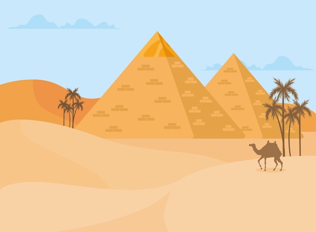 Egyptian pyramids in desert