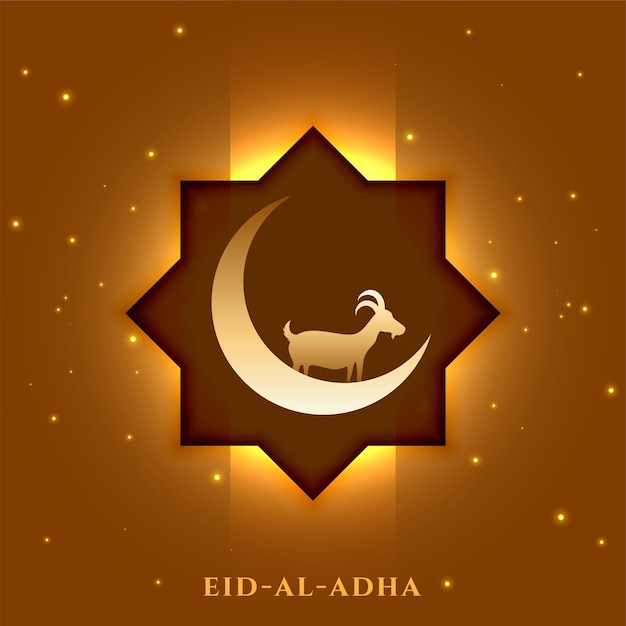 Free Vector eid al adha lovely greeting with crescent moon and goat