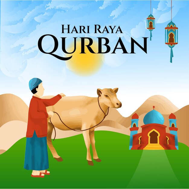 Eid Al Adha or Month of Qurban days Illustration Background