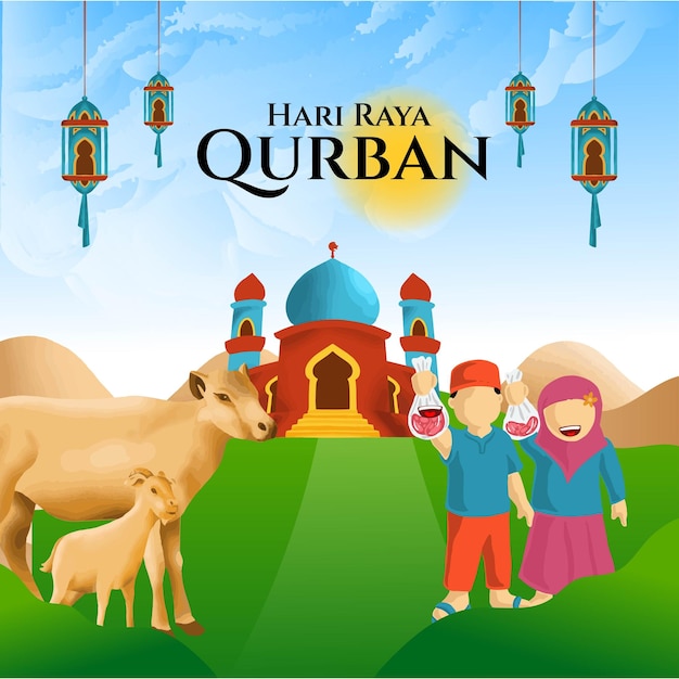 Eid Al Adha or Month of Qurban days Illustration Background