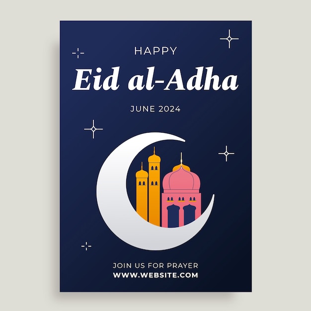 Free vector eid al adha mubarak poster template design