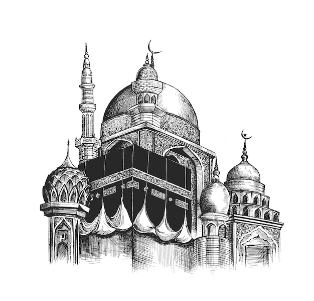 Free Vector eid al adha mubarak ramadan kareem mosque or masjid vector illustration