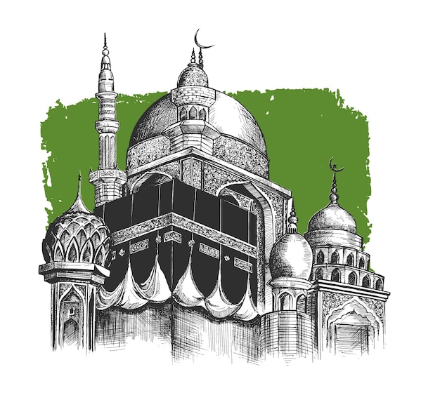 Eid al adha Mubarak Ramadan Kareem Mosque or Masjid Vector illustration