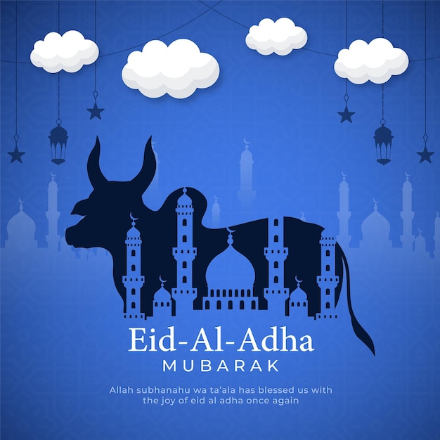 Free Vector eid al adha mubarak social media post illustration design template