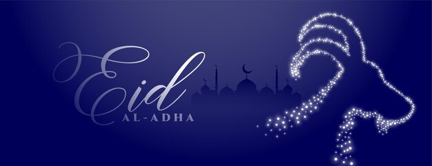 Eid al adha photo banner with sparkling goat face