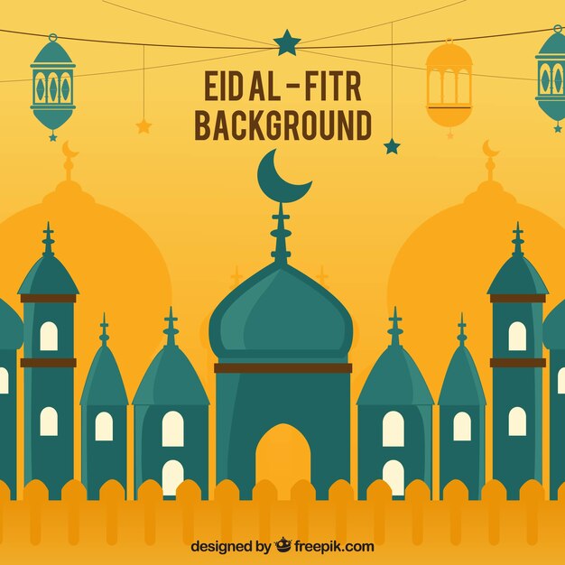 Eid al fitr background with mosque