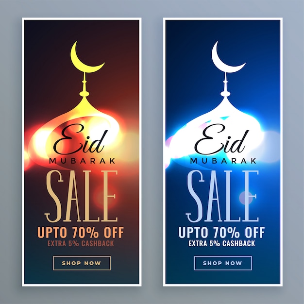 Free vector eid festival sale vertical banners set