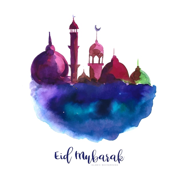 Eid mubarak beautiful card holiday background Free Vector