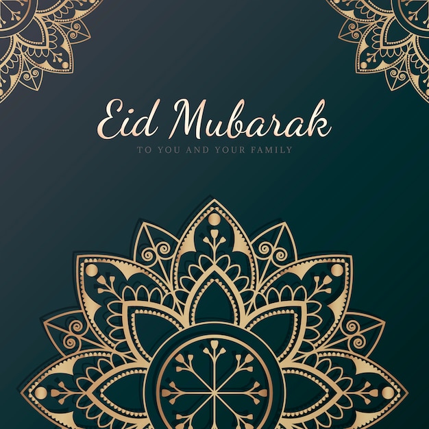 Eid Mubarak card with mandala pattern background