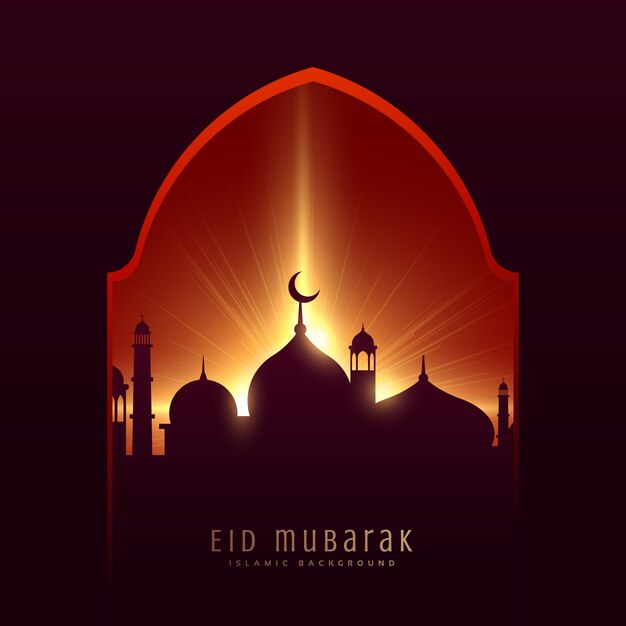 Eid mubarak card with mosque