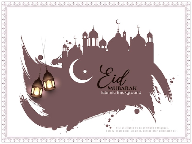 Eid Mubarak festival beautiful greeting background design vector