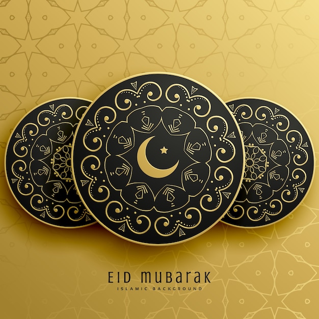 Eid mubarak golden coin card