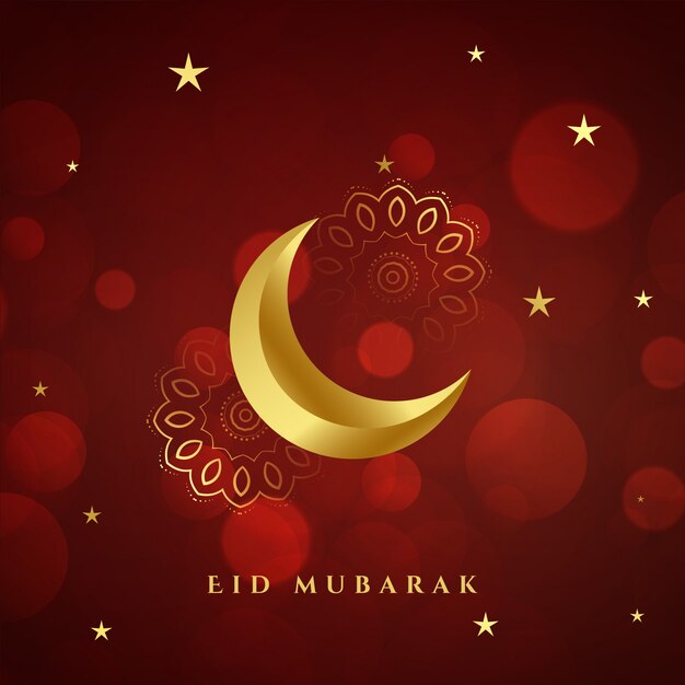 Eid mubarak golden moon  card 