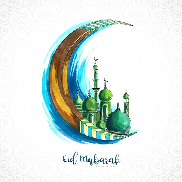 Eid mubarak greeting card for muslim holiday background