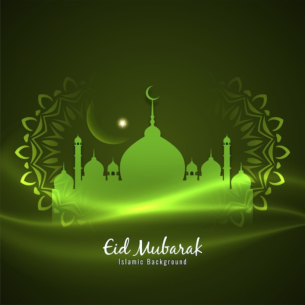 Eid Mubarak Islamic decorative green background