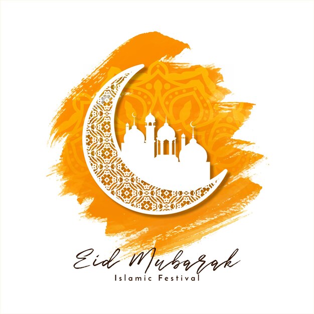 Eid mubarak Islamic festival stylish crescent moon background vector