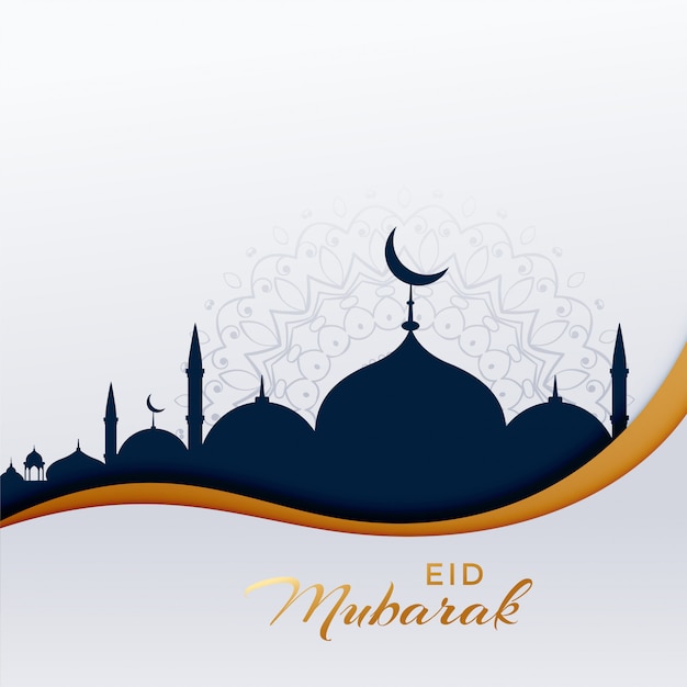 Free Vector eid mubarak islamic greeting with mosque