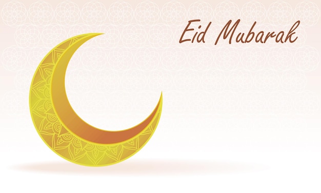 Eid Mubarak lettering with crescent moon