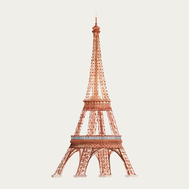 Free Vector the eiffel tower in france watercolor illustration