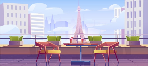 Free Vector eiffel tower view from big balcony or roof top