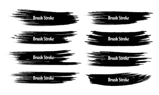 Eight abstract grunge brush stroke set