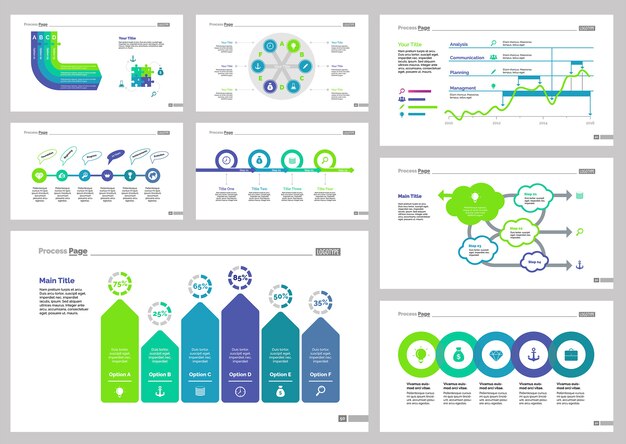 Eight Analytics Slide Templates Set