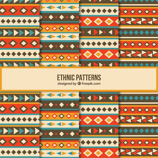 Free vector eight cute ethnic patterns