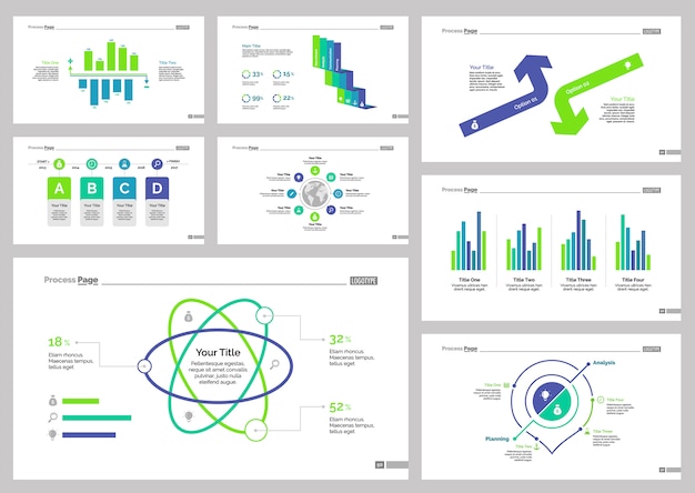 Free Vector eight logistics slide templates set