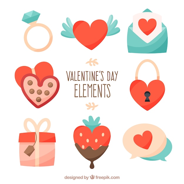 Eight valentines day elements