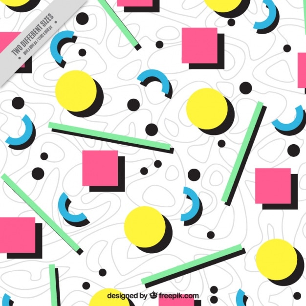 Free Vector eighties background of colored geometric shapes