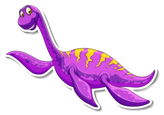 Elasmosaurus dinosaur cartoon character sticker