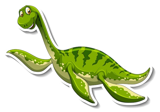 Elasmosaurus dinosaur cartoon character sticker