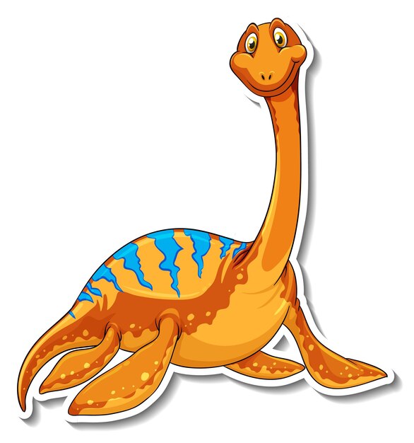 Elasmosaurus dinosaur cartoon character sticker