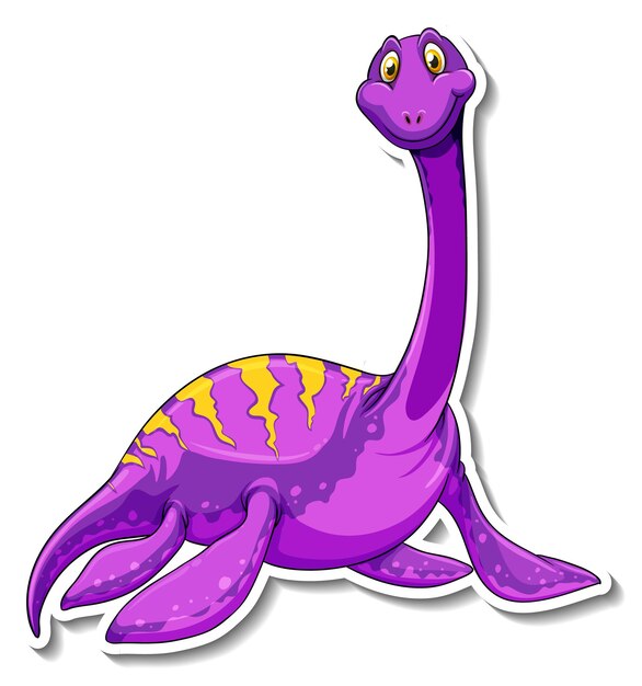 Elasmosaurus dinosaur cartoon character sticker