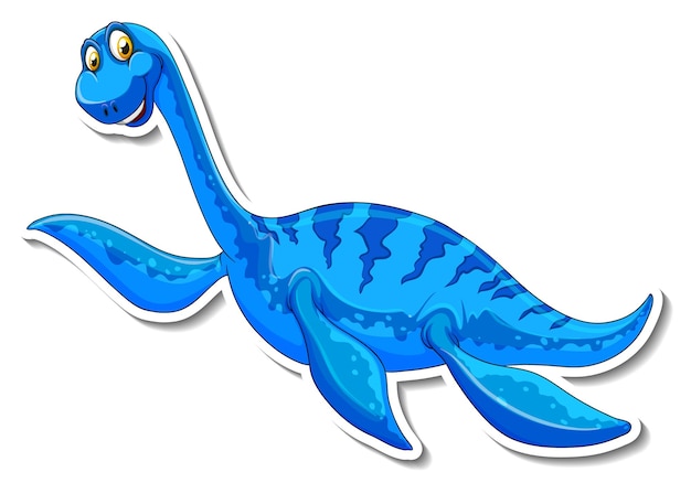 Elasmosaurus dinosaur cartoon character sticker