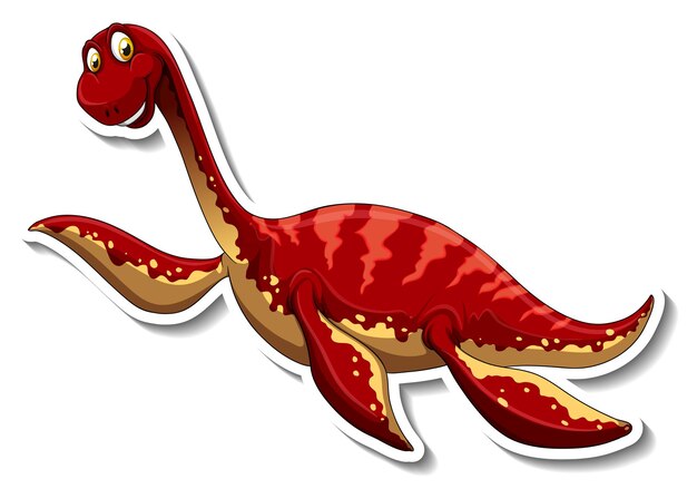 Elasmosaurus dinosaur cartoon character sticker