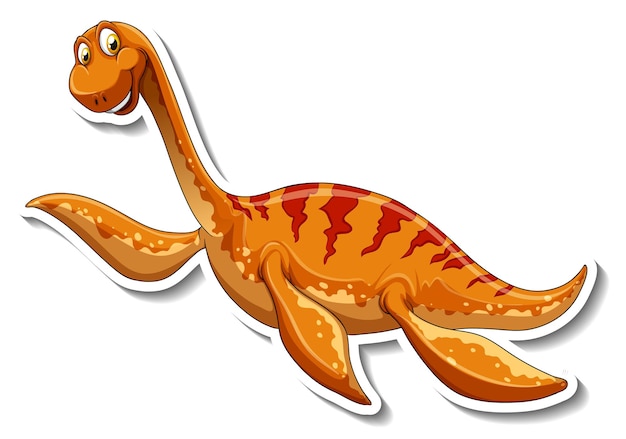 Elasmosaurus dinosaur cartoon character sticker