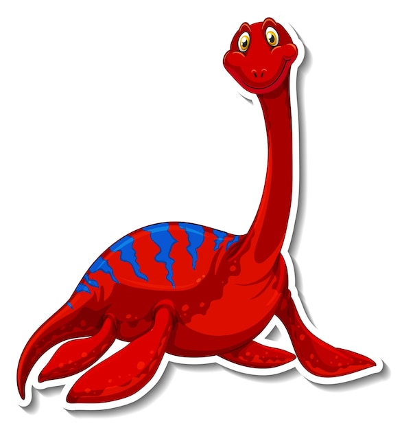 Elasmosaurus dinosaur cartoon character sticker