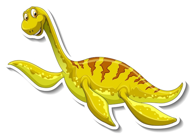 Elasmosaurus dinosaur cartoon character sticker