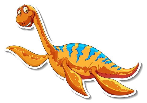 Elasmosaurus dinosaur cartoon character sticker