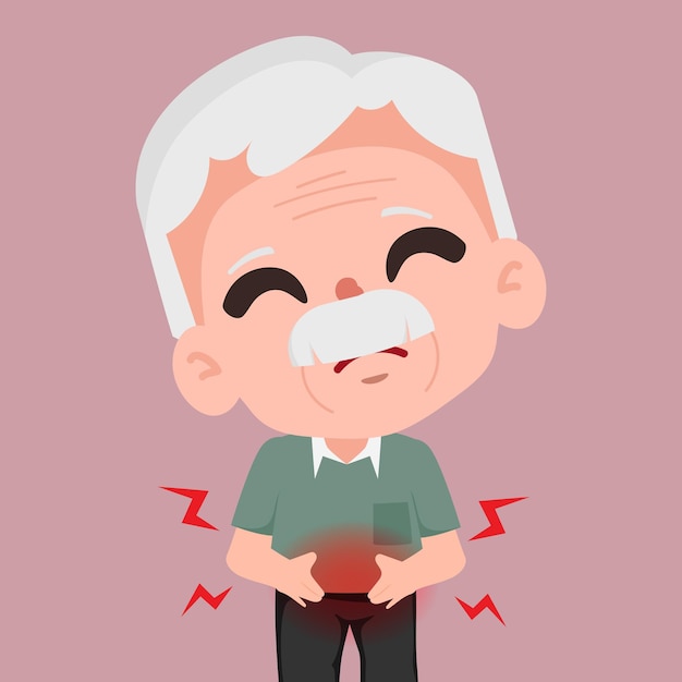 Free Vector elder man suffering from abdominal pain