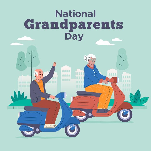 Elderly couple on scooters national grandparents day